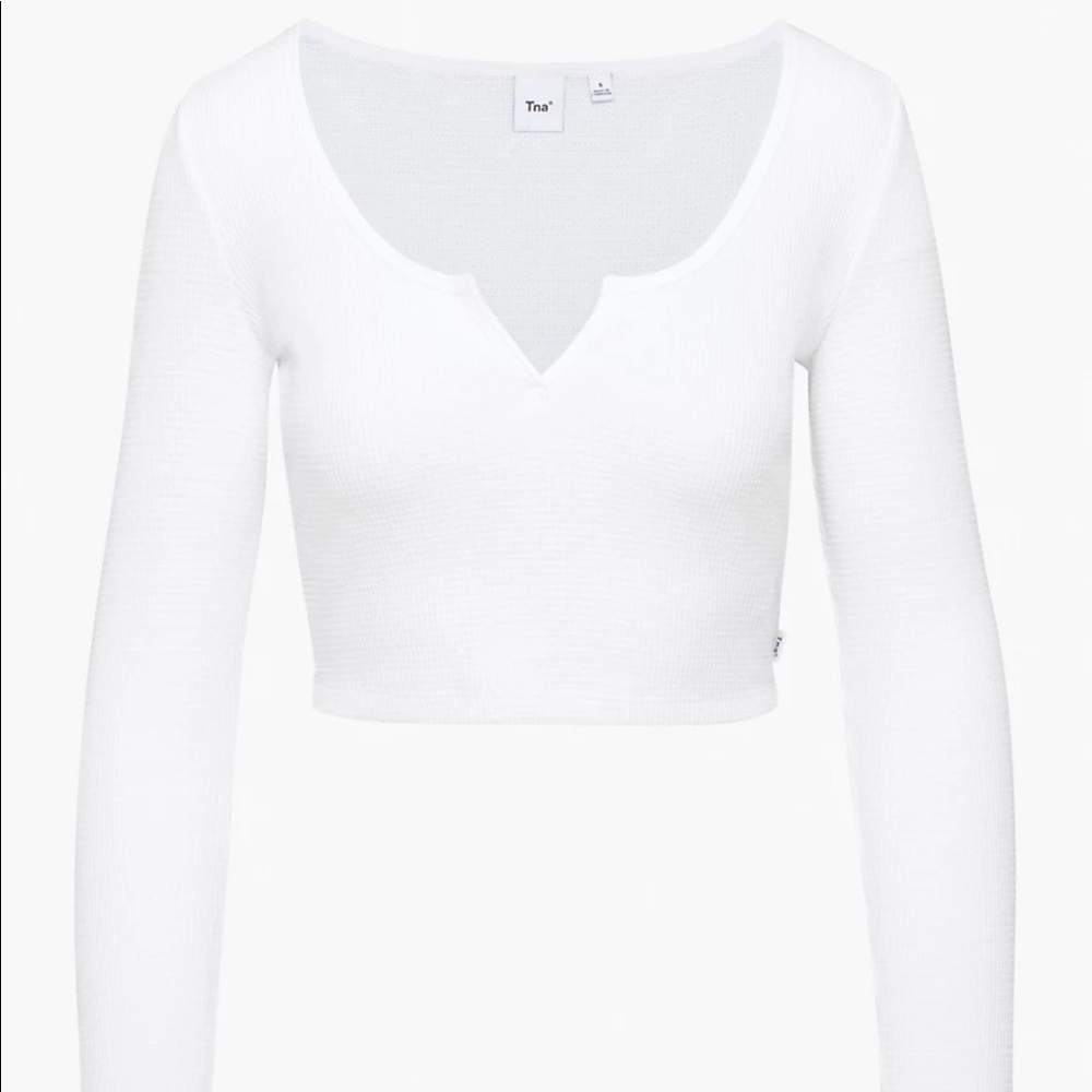TNA waffle scoop neck top